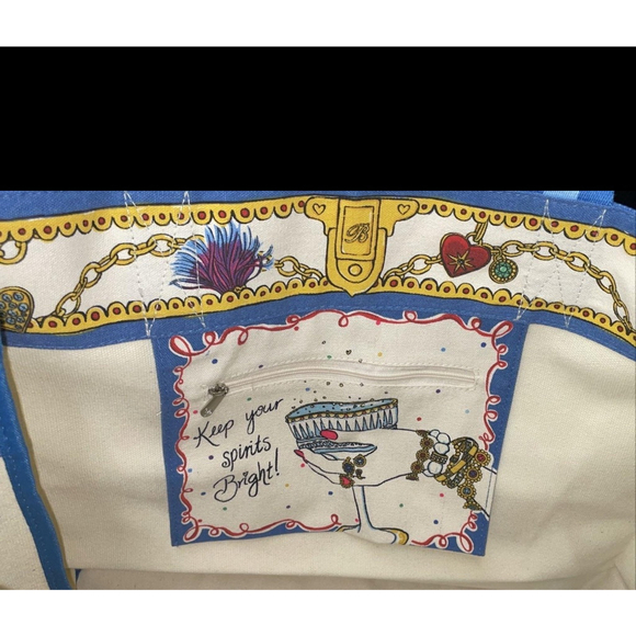 Brighton Blue White Multi-color Gem LOVE Canvas Tote Bag - Picture 6 of 10